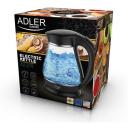 Adler | Kettle | AD 1274 | Standard | 2200 W | 1.7 L | Plastic/Glass | 360&deg; rotational base | Black/Transparent