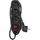 Emos Pikendus PC1321R, 1,5m, 3&times;2P+PE, 3680W, PVC, l&uuml;litiga, must, laste kaitse