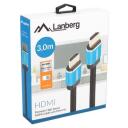 Lanberg HDMI kaabel, CA-HDMI-20CU-0030-BL, 3m, 18 Gbit/s, 4K UHD, 144 Hz, kuld&uuml;hendused, vask