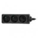 Mājsaimniecības pagarinātājs ar 3 kontaktligzdām, 5.0m, melns, AW24652, AWTOOL