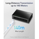 NetSwitch 5-Port Gigabit Slēdzis IGMP Snooping QoS Ciklu Novēr&scaron;ana Plastmasas Korpuss Melns Cudy GS105D