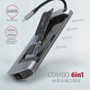 Axagon USB keskjaam HMC-6M2 6in1, 2x USB-A, 1x USB-C PD, 1x HDMI 4K, 1x RJ-45, 18 cm kaabel