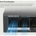 Mercusys настольный коммутатор MS106LP, 6 портов, 10/100 Мбит/с, 4 PoE+ порта, 40 Вт, управляемый коммутатор, черный