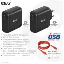 Club3D laadija CAC-1908EU 100W, USB Type-C, PD 3.0, 100-240VAC, 5V/9V/12V/15V &le; 3A, 20V &le; 5A, OCP, OVP, SCP, OTP
