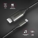 Axagon USB-C HDMI kaabel RVC-HI2MC, 1.8m, 4K/60Hz HDR10, USB Type-C, HDMI 2.1a, 70g, 48x21x10mm