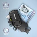 Axagon nutikas kaardilugeja CRE-SMP2A USB-C, USB 2.0, 4 pesa, microSD kaart, SIM, must, CE, RoHS