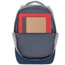 Rivacase Kuprinė 7567GREY/DARKBLUE, 17.3", 150mm, 780g, 1 priekinė ki&scaron;enė, USB prievadas, atsparus vandeniui, 2 &scaron;oninės ki&scaron;enės