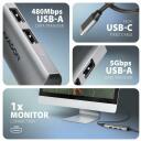 Axagon USB keskjaam HMC-H3A 3x USB-A 480Mbps, 1x USB-A 5Gbps, 1x HDMI, 4K/30Hz, toitekaabel 0.15m
