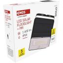 Emos SOLO prožektor ZG122S, 1600 lm, 3,7 V, IP54, PIR andur, 100&deg;, 6 m, Li-Ion 3600 mAh, neutraalne valge