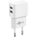 Goobay strāvas adapteris Dual USB lādētājs 44952, 12W, 2xUSB 2.0, 2.4A, AC 100-240V, aizsardzība pret pārslodzi