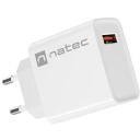 Natec Lādētājs RIBERA NUC-2057, 18W, 100-240V, 50/60Hz, 3A, 1xUSB-A, ātrā uzlāde, OCP, OVP, OTP, SCP