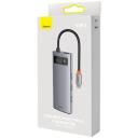 Baseus dokas WKWG070013, 4x USB 3.0, 5V / 3A, 5Gbps, aliuminio lydinys, kompakti&scaron;kas, pilkas