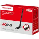 Mercusys Wireless USB adapteris MU6H, 650 Mbit/s, 2.4 GHz/5 GHz, 5 dBi augsts pastiprinājums, Plug and Play, melns