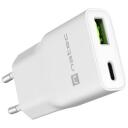 Natec Laadija NUC-2376, 20W, 1x USB-A, 1x USB-C, 110-240V, 3A, 50-60Hz, kiire laadimine, PPS, GaN