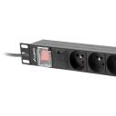 Lanberg Pikendus PDU-08E-0200-BK, 1U, 16A, 8x230V, automaatne kaitse, &uuml;lepinge kaitse