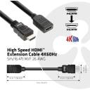 Club3D HDMI удлинитель CAC-1325 5м 4K60Hz M/F, 18 Гбит/с, 26 AWG, Черный, Золотые контакты