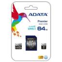ADATA m&auml;lukaart SDXC 64GB, 64 GB, Klass 10, UHS, Sinine