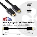 Club3D HDMI кабель CAC-1372, 2 м, 48 Гбит/с, 10K 120Hz, 3D, золотые контакты, черный