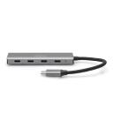 Digitus USB centrmezgls DA-70246, 4 x USB-C, tum&scaron;i pelēks, Genesys Logic GL3510 mikroshēma