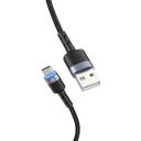 Tellur USB kabelis uz Type-C LED, TLL155363, 1.2m, 5V/3A, 480Mbps, neilons, ātrā uzlāde