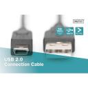 Digitus Savienojuma kabelis, 1.8 m, AK-300108-018-S, USB Type A uz USB Mini B, 1.8 m, melns, veidots, USB kabelis