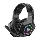 Onikuma B100 spēļu austiņas over-ear bezvadu/vadu Bluetooth 5.3 2.4 GHz/3.5 mm ar mikrofonu 50 mm draiveri līdz 60 st akumulatora darbības laiks RGB apgaismojums melns