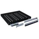Digitus Fiksēts Montāžas Plaukts DN-97645, 1U, 600mm, 50kg, melns, regulējamas stiprinājuma sliedes