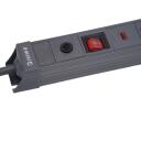 Hawk Удлинитель HWPS501GY, 1,5m, 5, 2xUSB, 20W, 545J, 16A, E/F, выключатель, заземление