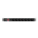 Lanberg &Uuml;levoolu kaitse Rack PDU 19" 1U PDU-07E-0200-IEC-BK, 10A, 7x230V, 2m, must, l&uuml;liti, &uuml;levoolu kaitse