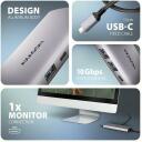 Axagon USB хаб HMC-6G2L 10Gbps, 2x USB-A, 1x USB-C, 1x HDMI, 1x RJ-45, 0.15m кабель питания
