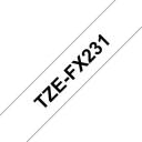 Brother TZe-FX231 elastīga laminēta ID lente, 8 m, 1,2 cm, melns uz balta, papīrs, termiskā pārnese