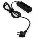 Mājsaimniecības pagarinātājs ar 3 kontaktligzdām, 3,0m, melns, AW24686, Polija