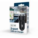 Gembird auto laadija TA-UC-2A15-CAR-01 12-24 V, 5 V, 3.1 A, 2 USB porti, Must