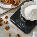 Compact and convenient digital kitchen scale with tempered glass surface LCD display and 1g graduation Black AD3183B Adler