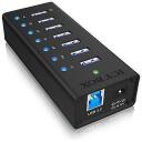 Raidsonic USB centrmezgls IB-AC618, 7x USB 3.0, AC 120/230 V, melns, alumīnijs