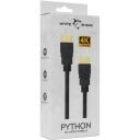 White Shark HDMI kabelis PYTHON, 2m, 4K, 60 kadri/s, 18 Gbps, 24K apzeltīti spraudņi, Ethernet, ARC, CEC