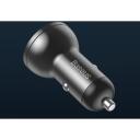 Baseus automobilių įkroviklis su ekranu TZCCBX-0G, 24W, 2xUSB, 4.8A, 1.2m 3-in-1 laidas, aliuminis, nailonas