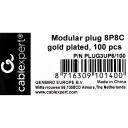 Gembird PLUG3UP6/100 kabelis, 1, polietilēna maisiņ&scaron;, 50, 150mm, 110mm, 50mm, Cat5, caurspīdīgs, vīrie&scaron;u, 100, 100 gab., taisns