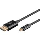 Goobay USB-C uz DisplayPort kabelis 75704, 1 m, 4K60Hz, līdz 21.6 Gbps, DisplayPort MST, USB 3.1