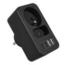 Maclean muciņa x2 + 4xUSB, MCE249 F/B, 100-240VAC, 50-60Hz, 2xUSB-A, 2xUSB-C PD 20W, 1x16A, 1x6A, melna