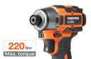Aku lööktrell DAEWOO DAX 3521Li SET, DAEWOO, DAX 3521Li SET, 21 W, 4.0 Ah, 220 Nm, 0-3600 p/min, komplektis 21 V aku ja laadija.