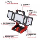 Bezvadu gaisma TP-CL 18/3000 Li - Solo, EINHELL 4514172, 3000 lm, 60 LED, 18 V, 270&deg; regulējami paneļi