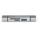Digitus m&auml;lukaardi lugeja DA-70886, 1xUSB 3.0, 1xUSB-C, 1xSD, 1xMicroSD, 5Gbps, 480Mbps, alumiinium, hall