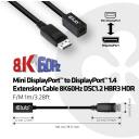 Club3D кабель-удлинитель DisplayPort CAC-1120 1м 8K60Hz DSC 1.2 HBR3 HDR, Mini DisplayPort F, DisplayPort M