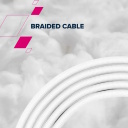 Vads ar USB C līdz USB C savienojumu 100 W ātro uzlādi un 2 m pīto konstrukciju CC100AB C-C 100W Braided 2 m Balts CND-CC100AB20W CANYON