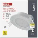 Emos LED prožektorius LORI ZV1163, 4,5 W, 345 lm, IP65, 110&deg;, 2700/4000 K, įmontuojamas, plastikas