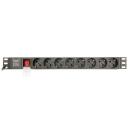 Gembird Toitejaotusseade EG-PDU-014-C14, 3680W, 250V, 3x1,5mm&sup2;, 8 pesa, 10A, 3m, l&uuml;litiga, must