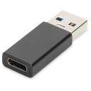 Digitus USB adapteris AK-300524-000-S, 3A, 5Gbps, 24 pin USB-C female, 4 pin USB Type A male, melns