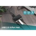 Digitus USB keskseade DA-70220, 4 x USB 2.0, 480 Mbit/s, aktiivne, 0,66 m, must ja h&otilde;be