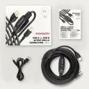 Axagon USB kaabel ADR-215B, 15m, aktiivne, USB 2.0 A-M, B-M, 1 x USB 3.0 B, toiteallikas